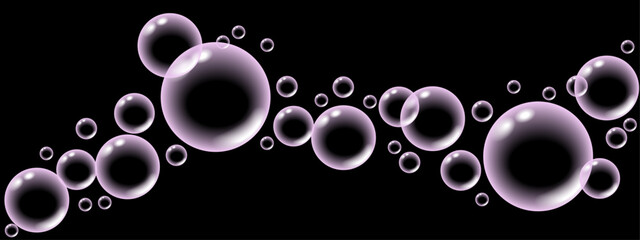 Naklejka premium pink transparent bubbles on a blue background.ai