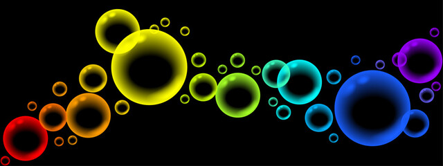 Naklejka premium pink transparent bubbles on a black background.ai