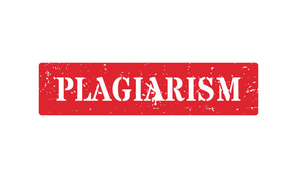 Plagiarism Red Rectangular Stamp White Text Isolated On White Background