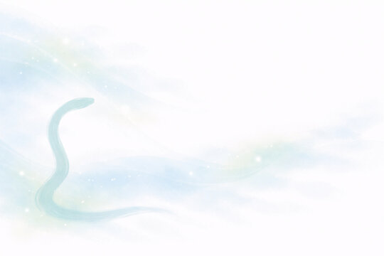 うなぎをイメージした抽象水彩背景　涼しさと和の曲線を表現した夏の余白デザイン
