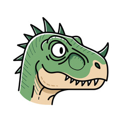 Fototapeta premium Cartoon dinosaur head green spiky.