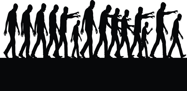A black vector illustration featuring a group of silhouettes of people and a silhouette of a man in fashion poses, capturing the beauty of a dancing crowd at a disco party