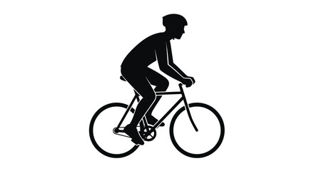 Obraz premium Silhouette of a cyclist riding a bicycle against a white background