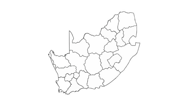 Vector illustration of South Africa map with regional boundaries