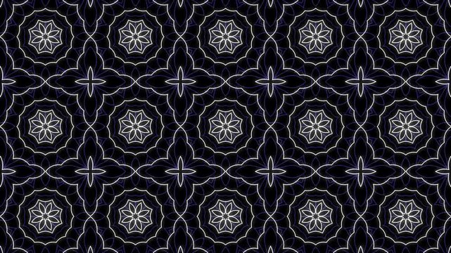 Loop animation of Seamless batik floral Pattern Animation on black Background. Perfect for background visuals, motion graphics, branding, textiles, wallpapers, and digital design projects. 