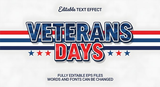 Veterans day editable text effect with camouflage pattern