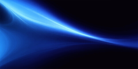 Fototapeta premium An abstract blue background featuring motion waves and digital art lines that glow with light energy against a dark backdrop