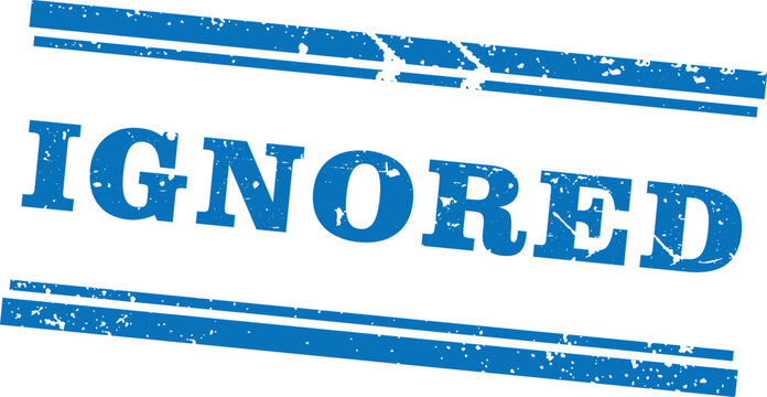 Ignored Blue Rectangular Stamp White Text Icon Vector Illustration Design