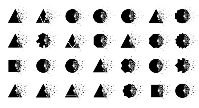 Set of Geometric Shapes with Shattering Explosion Effect