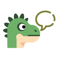 Fototapeta premium Green dinosaur with speech bubble cartoon.