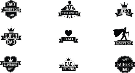 Obraz premium Dad badges and icons collection isolated on transparent background