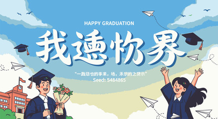 Obraz premium Two young adults celebrating graduation day.