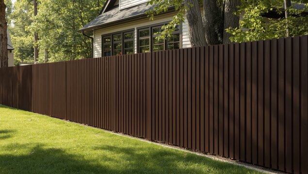 fence made of dark wood and plastic on the home