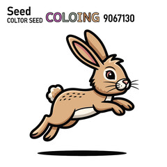 Fototapeta premium Brown Rabbit Hopping Fast Outside.