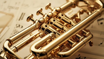 Obraz premium gleaming gold traditional wind instrument detail