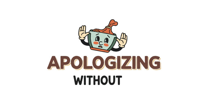 Cartoon apology concept illustration with character and text