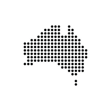 Black dots forming a map of australia