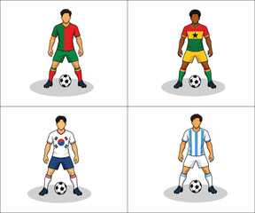 Fototapeta premium Illustration of soccer players in various team uniforms
