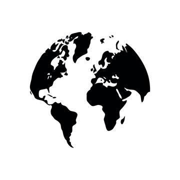 black and white vector illustration of Earth glob 1.eps