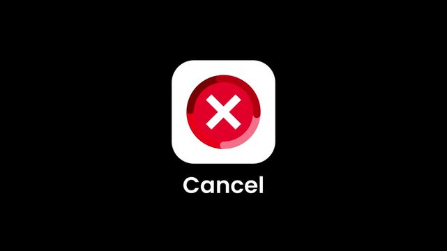 A cancel or close button app icon with a red X symbol on a white background representing deletion, removal, and cancellation actions