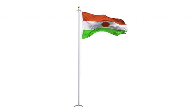 Niger flag waving looping with transparent background, with alpha matte layer for transparency in the background.