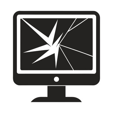A computer monitor with a cracked screen