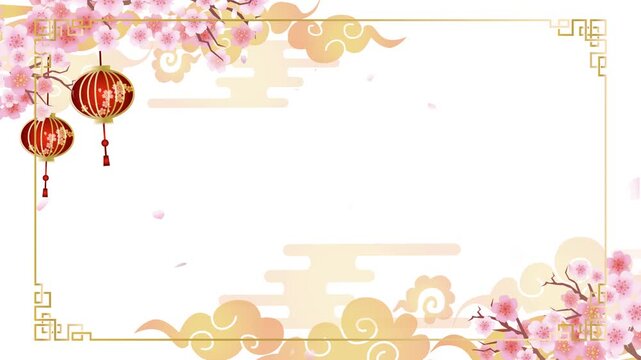 中華風桜の花びら背景