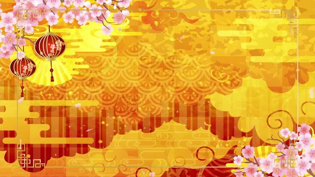 中華風桜の花びら背景