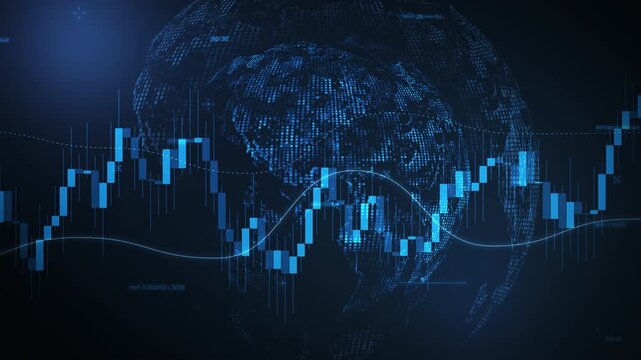 Global financial market charts showing economic trends