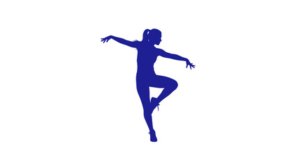 Silhouette of a graceful female dancer performing ballet on a white background © nad