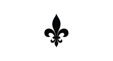A striking black fleur de lis emblem displayed against a plain white background silhouette © Mithon