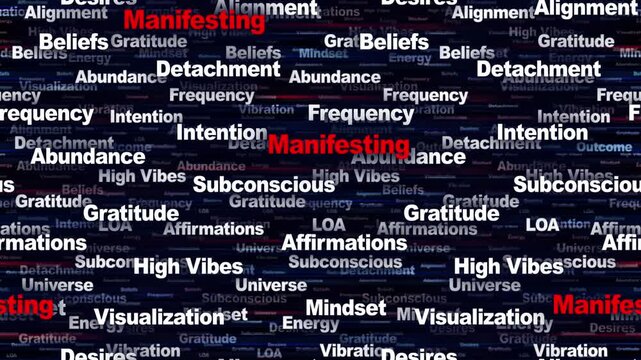 MANIFESTING Seamless Endless Keywords Animation, Background, Loop
