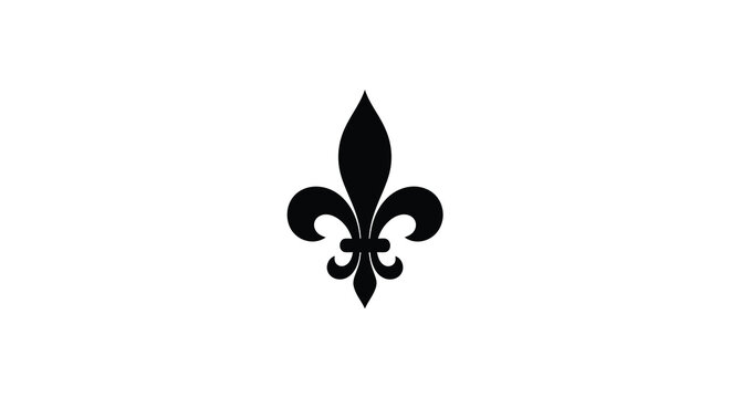 A striking black fleur de lis emblem displayed against a plain white background silhouette