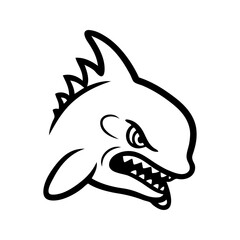 Dibujo minimalista con líneas de una piraña o pez enojado © teracreonte