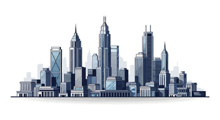 Fototapeta premium Modern Cityscape Skyline with Tall Skyscrapers and Buildings