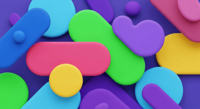 Abstract 3D Background with Colorful Rounded Shapes and Vibrant Geometric Elements