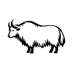 Logotipo fauna tibetana. Dibujo minimalista con líneas de un yak del Himalaya visto de perfil  © teracreonte