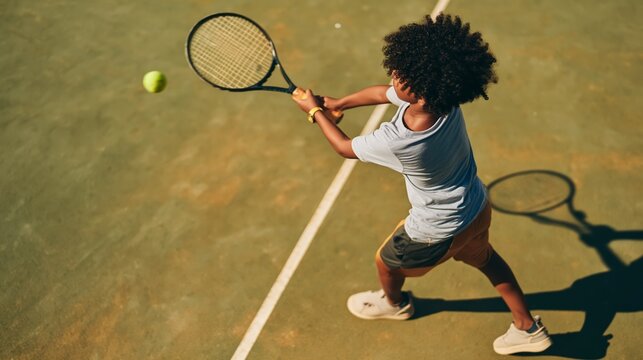 Tennis Player in Action on Court