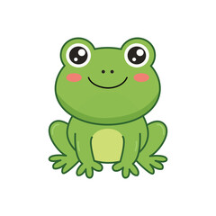 Fototapeta premium Cute Green Frog Cartoon Kawaii Illustration