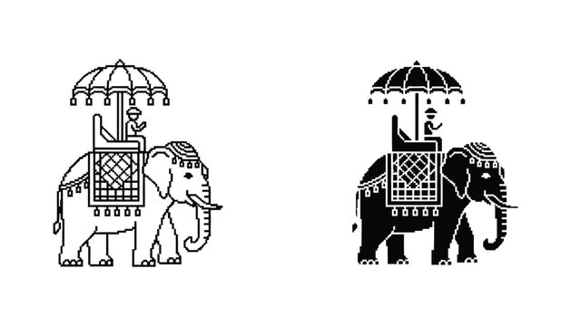 Elephant Riding Ceremonial Parade Cultural Travel Icon