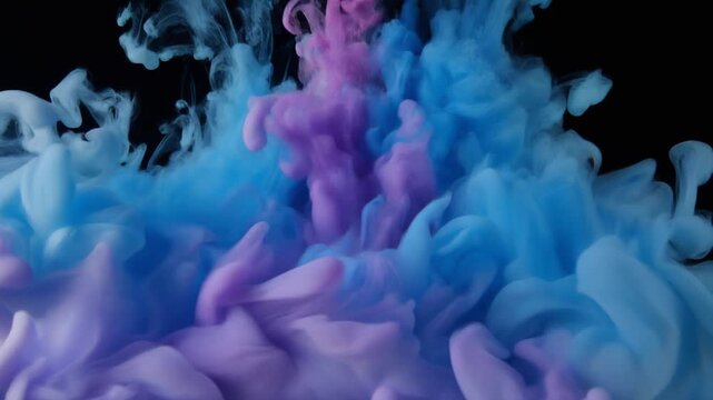 Blue and purple ink clouds underwater, elegant abstract background