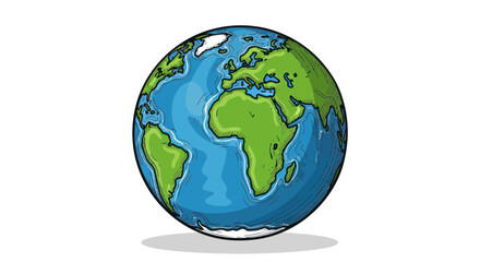 Fototapeta premium Cartoon Earth Globe Illustration - World Map, Continents, Oceans, Planet