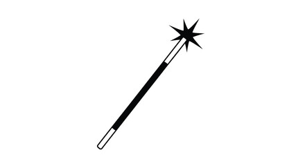 A black magic wand with a sparkling star tip a striking silhouette © Mithon