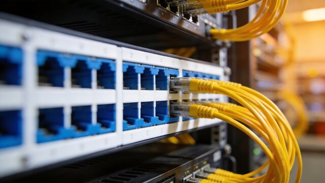 Network switches with yellow cables
