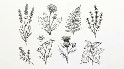 Fototapeta premium A collection of various wildflowers and leaves.