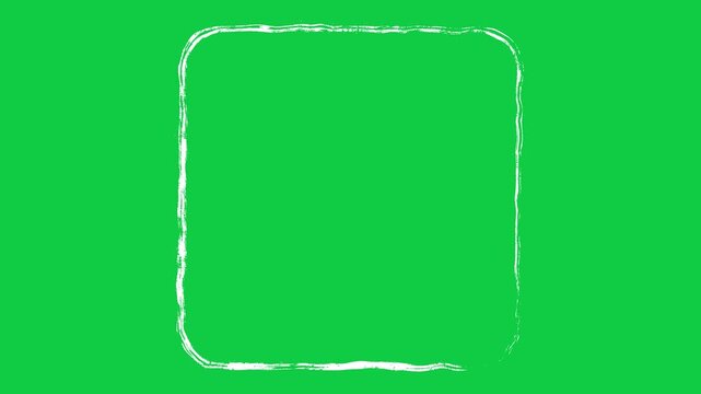 Square frame hand-drawn scribble animation. Pen marker doodle style. Sketched motion element. Loop. Green screen, chromakey. 4K and square Hand-drawn doodle frames scribble animation on Green screen.