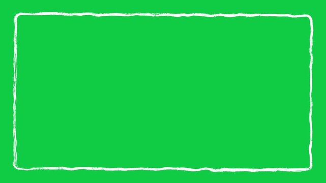 Square frame hand-drawn scribble animation. Pen marker doodle style. Sketched motion element. Loop. Green screen, chromakey. 4K and square Hand-drawn doodle frames scribble animation on Green screen.