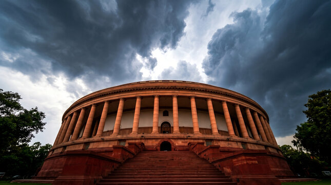 Indian Parliament House Architecture Landmark Government Building New Delhi Monument Historic