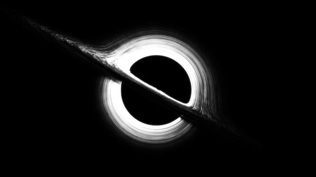 Monochrome Black Hole with Glowing Accretion Disk in Deep Space VFX Loop