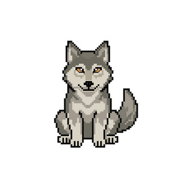Wolf Pixel Art Illustration Game Style